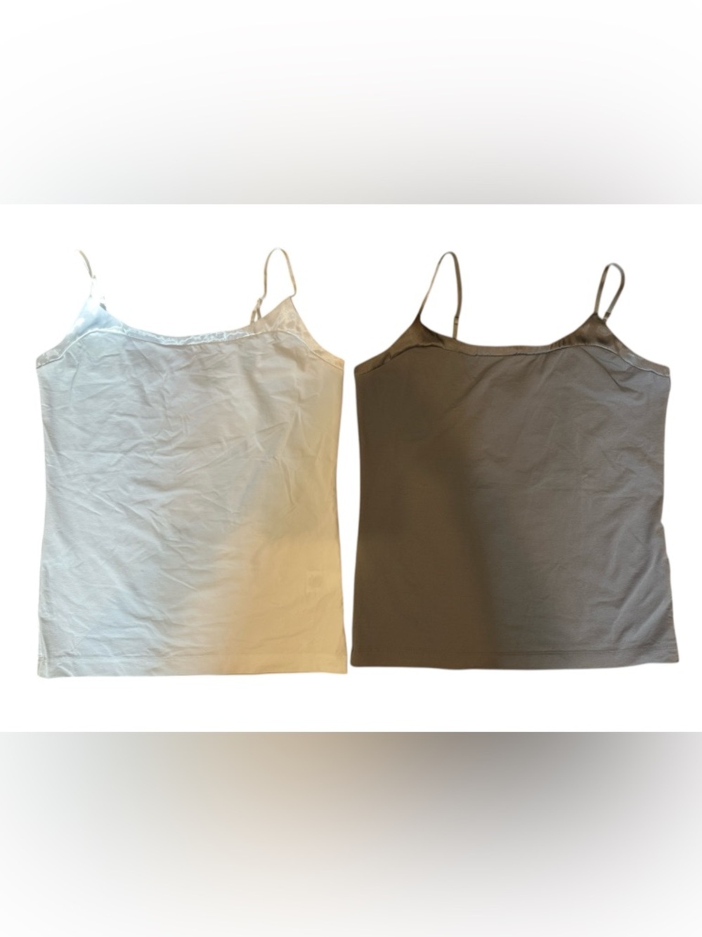 Banana Republic 2-in-1 Bundle Tank Top Cami Satin Trim White/Gray M Minimalist